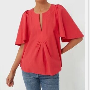 Pomander Place Red Finley Flutter Sleeve Top
